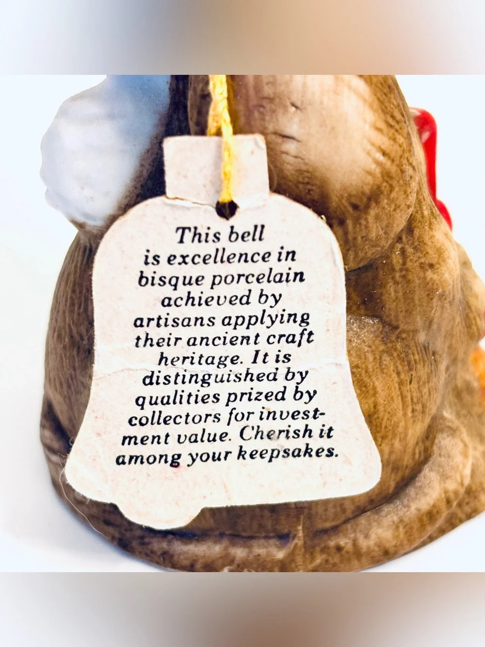 Vintage 1980 Jasco Critter Bells Santa Hat Dog Christmas Holiday Porcelain